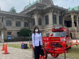 京橋消防団の消防車とわたし